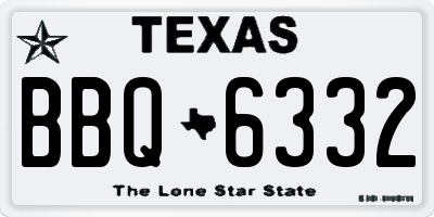 TX license plate BBQ6332