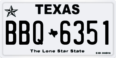 TX license plate BBQ6351