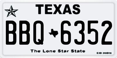 TX license plate BBQ6352