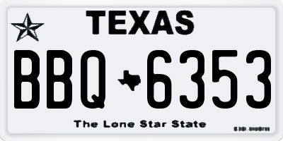 TX license plate BBQ6353