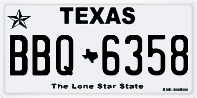 TX license plate BBQ6358