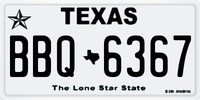 TX license plate BBQ6367