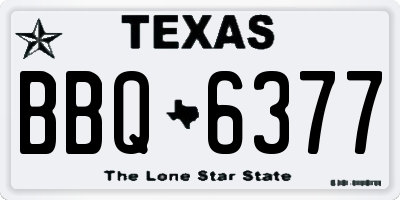 TX license plate BBQ6377