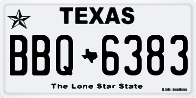 TX license plate BBQ6383