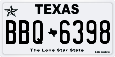 TX license plate BBQ6398