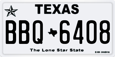 TX license plate BBQ6408