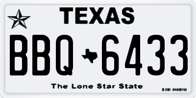 TX license plate BBQ6433