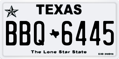 TX license plate BBQ6445