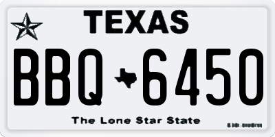 TX license plate BBQ6450