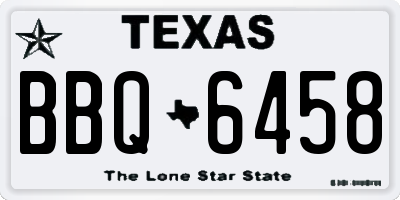 TX license plate BBQ6458