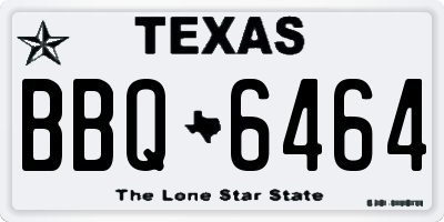 TX license plate BBQ6464