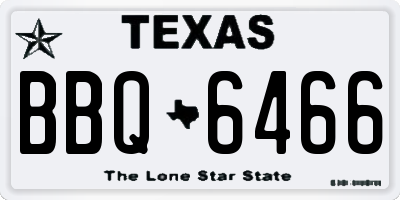 TX license plate BBQ6466