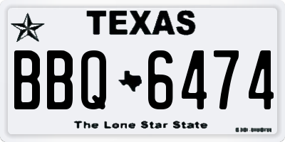 TX license plate BBQ6474