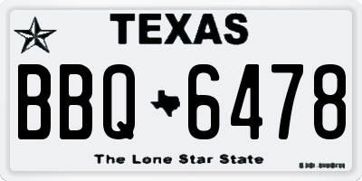 TX license plate BBQ6478