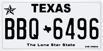 TX license plate BBQ6496