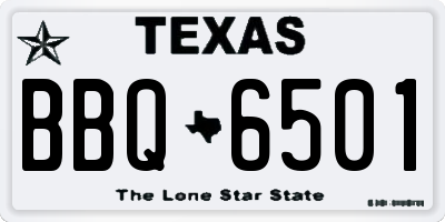 TX license plate BBQ6501