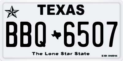 TX license plate BBQ6507