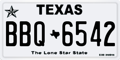 TX license plate BBQ6542