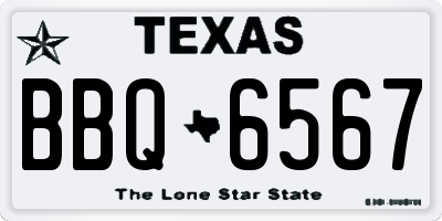 TX license plate BBQ6567