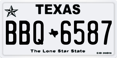 TX license plate BBQ6587