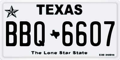 TX license plate BBQ6607