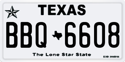 TX license plate BBQ6608