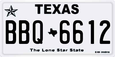 TX license plate BBQ6612