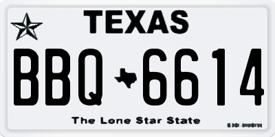 TX license plate BBQ6614