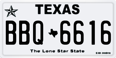 TX license plate BBQ6616