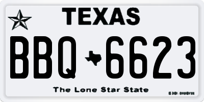 TX license plate BBQ6623
