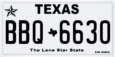 TX license plate BBQ6630