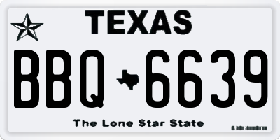 TX license plate BBQ6639