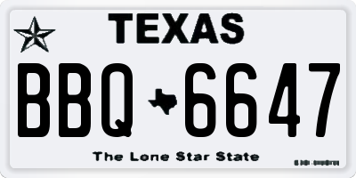 TX license plate BBQ6647
