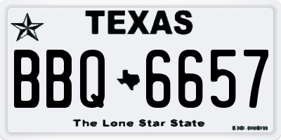 TX license plate BBQ6657