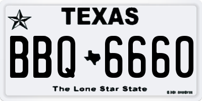 TX license plate BBQ6660