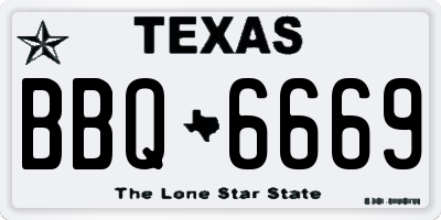 TX license plate BBQ6669