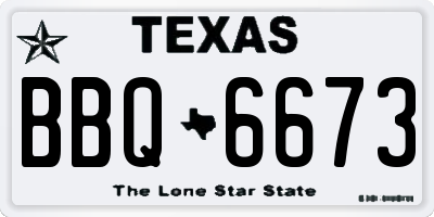 TX license plate BBQ6673
