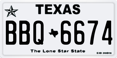 TX license plate BBQ6674