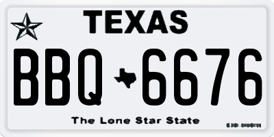TX license plate BBQ6676