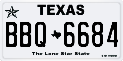 TX license plate BBQ6684