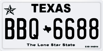 TX license plate BBQ6688