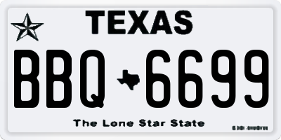 TX license plate BBQ6699