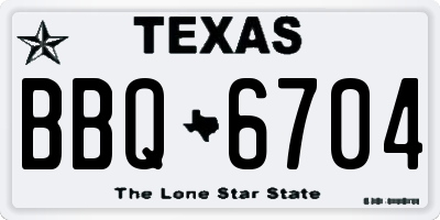 TX license plate BBQ6704