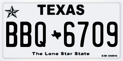 TX license plate BBQ6709