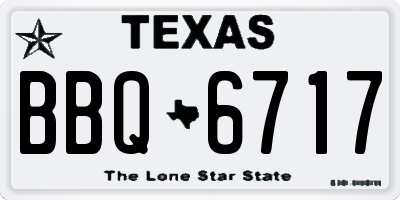 TX license plate BBQ6717