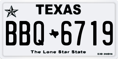 TX license plate BBQ6719