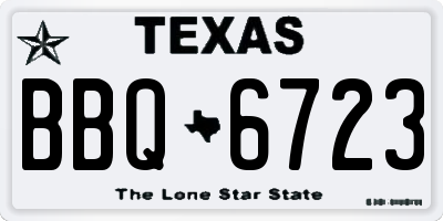 TX license plate BBQ6723