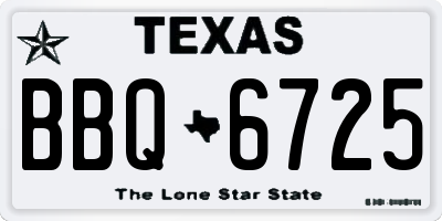 TX license plate BBQ6725