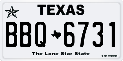 TX license plate BBQ6731