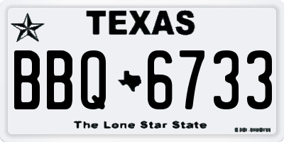 TX license plate BBQ6733
